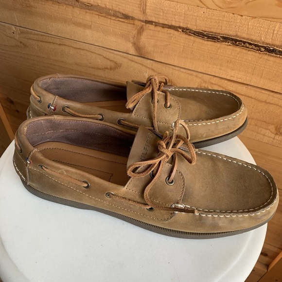 Hilfiger Leather Mocs Boat Shoes 12 US 45.5 EU Bowman Moccasins - Picture 1 of 7